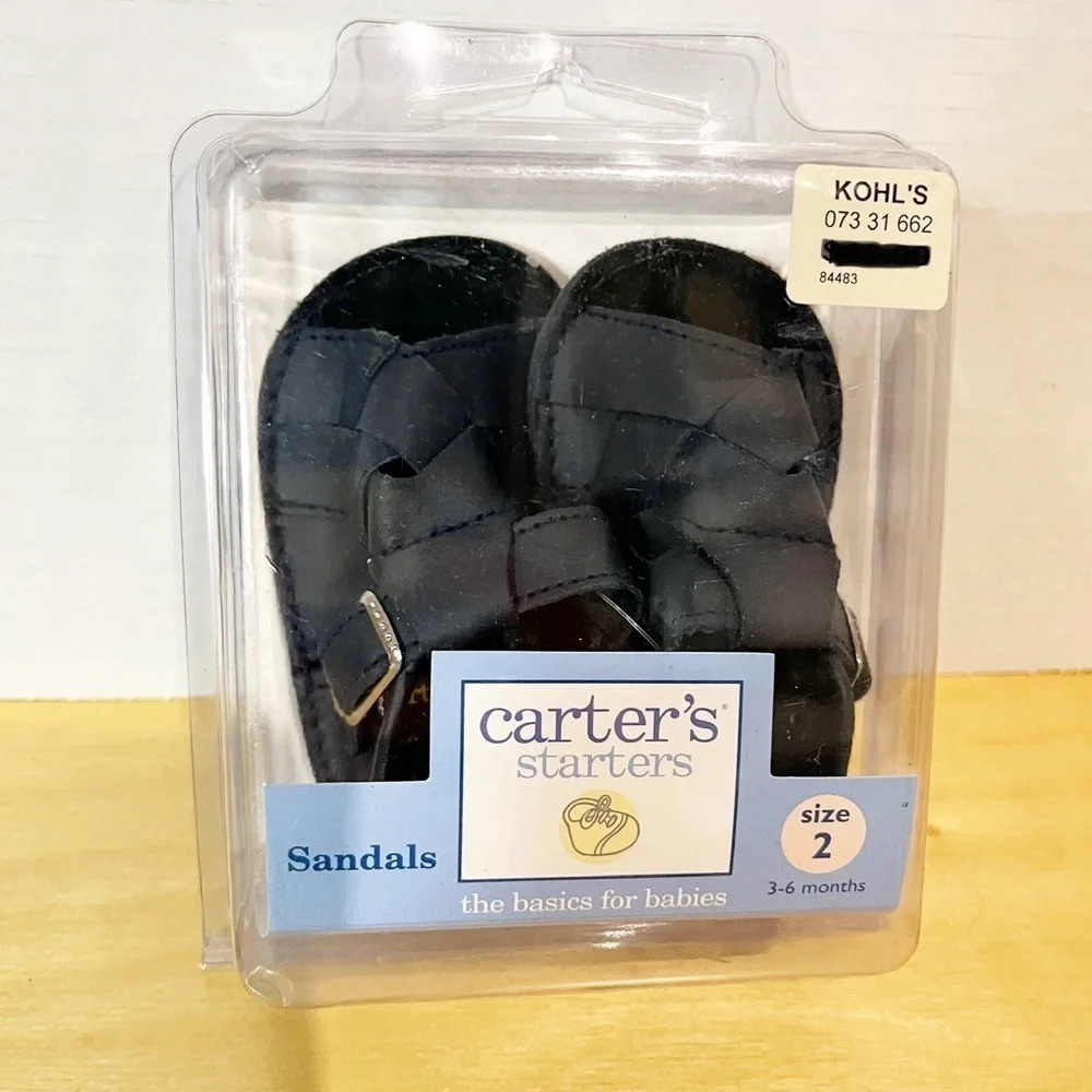 NEW Carters Navy Blue Fisherman Sandals Baby Size 2 (3-6 Months) Boys And Girls